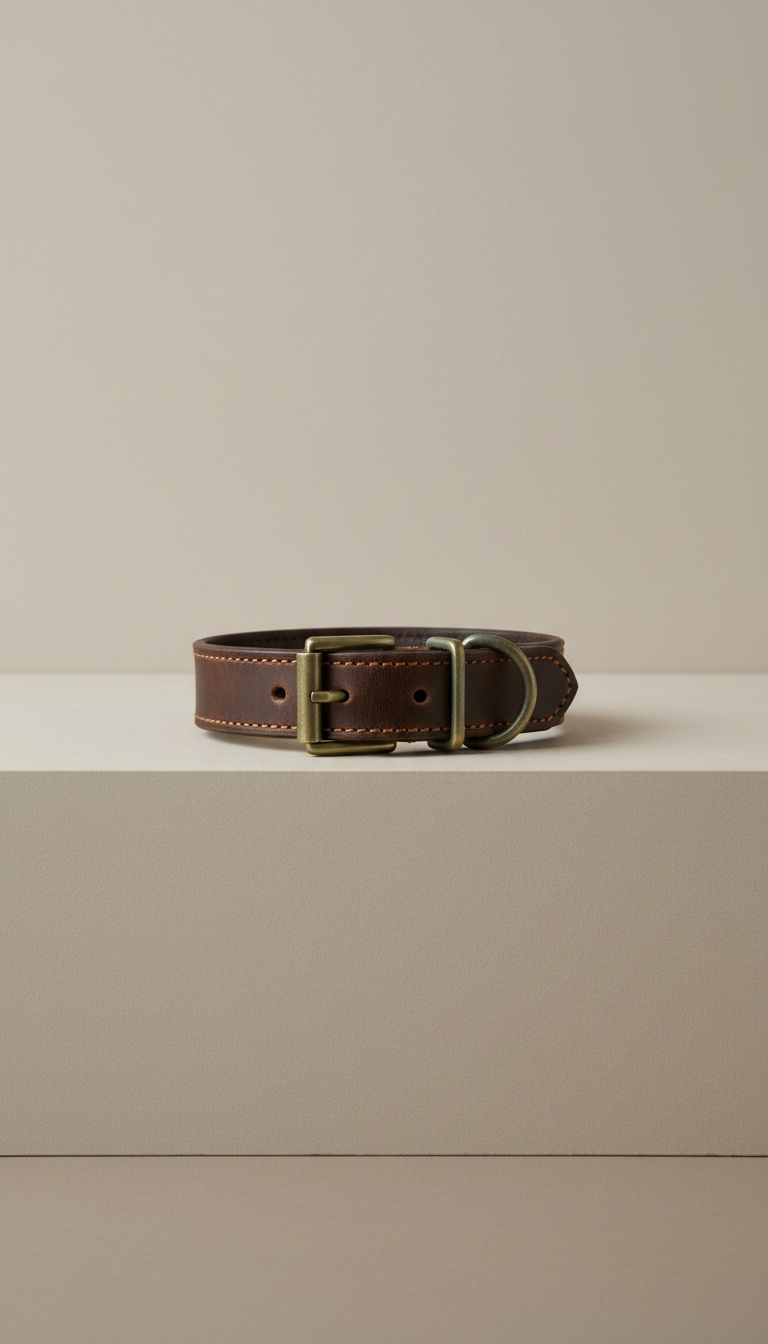 Leather Dog Collar With Brass Buckle